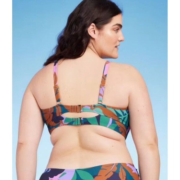 NWT Shade & Shore Longline Tunneled Tie-Front Bralette Bikini Top - Picture 3 of 3